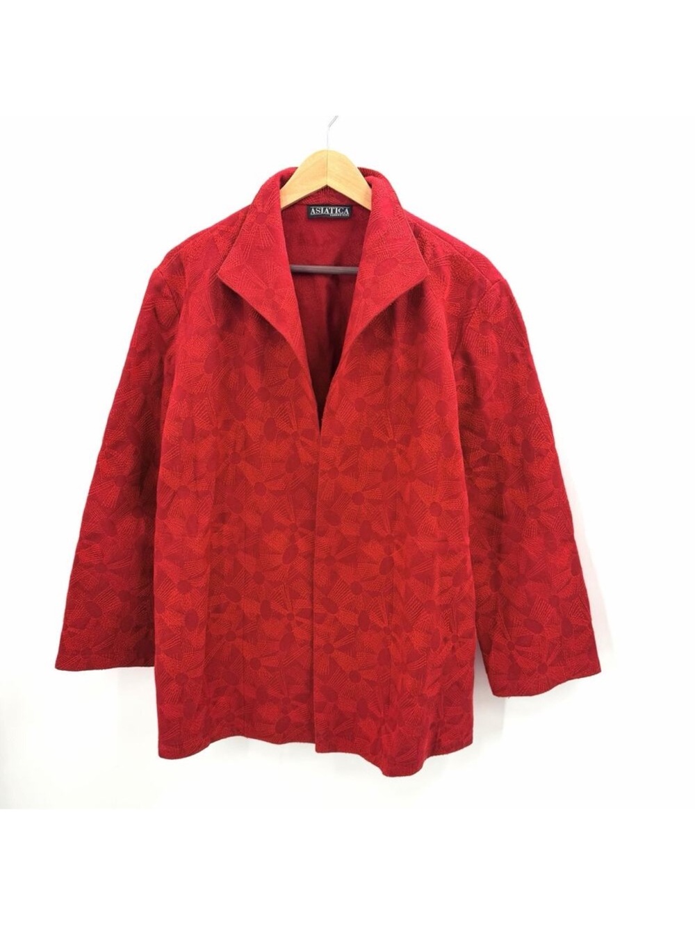 Vintage ASIATICA Kansas City Red Wool Embroidered Blazer Jacket Womens Size 2X